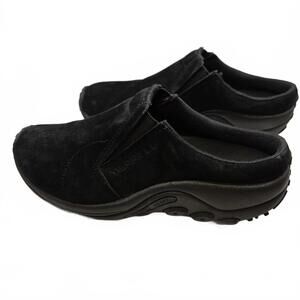 Merrell Women's Jungle Moc Slide Black Suede Mules Clogs Comfort Shoes Size 8
